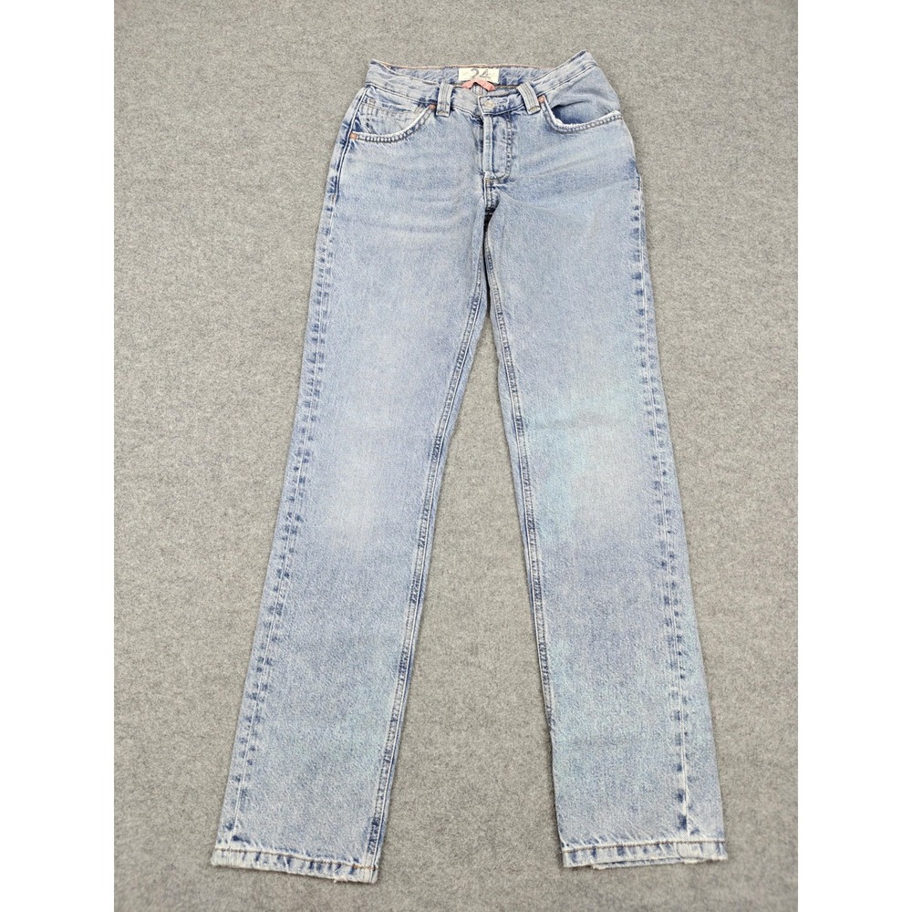 We The Free CRVY Siren Jeans Womens 24 Blue Light Wash Low Rise Straight Denim
